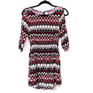 H&M Cold Shoulder Aztec Print Dress Size 4